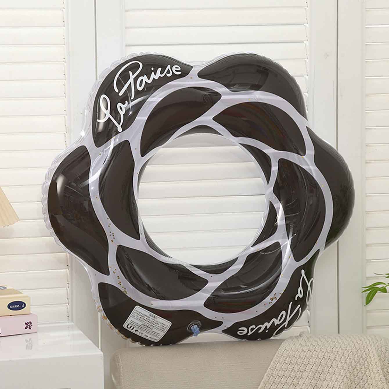 1PC Pink Black Flower Inflatab - Pool Float Ring Inflatable recension och pris