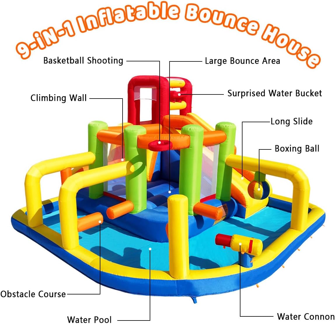 9-in-1 Inflatable Obstacle Cou - Water Slide Inflatable recension och pris