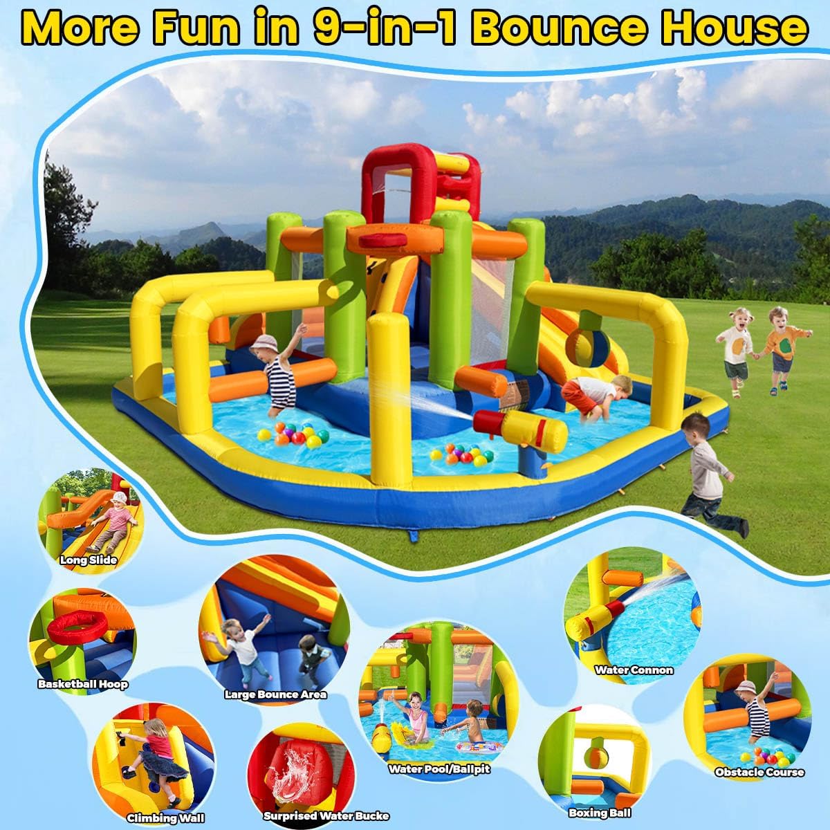 9-in-1 Inflatable Obstacle Cou - Water Slide Inflatable recension och pris