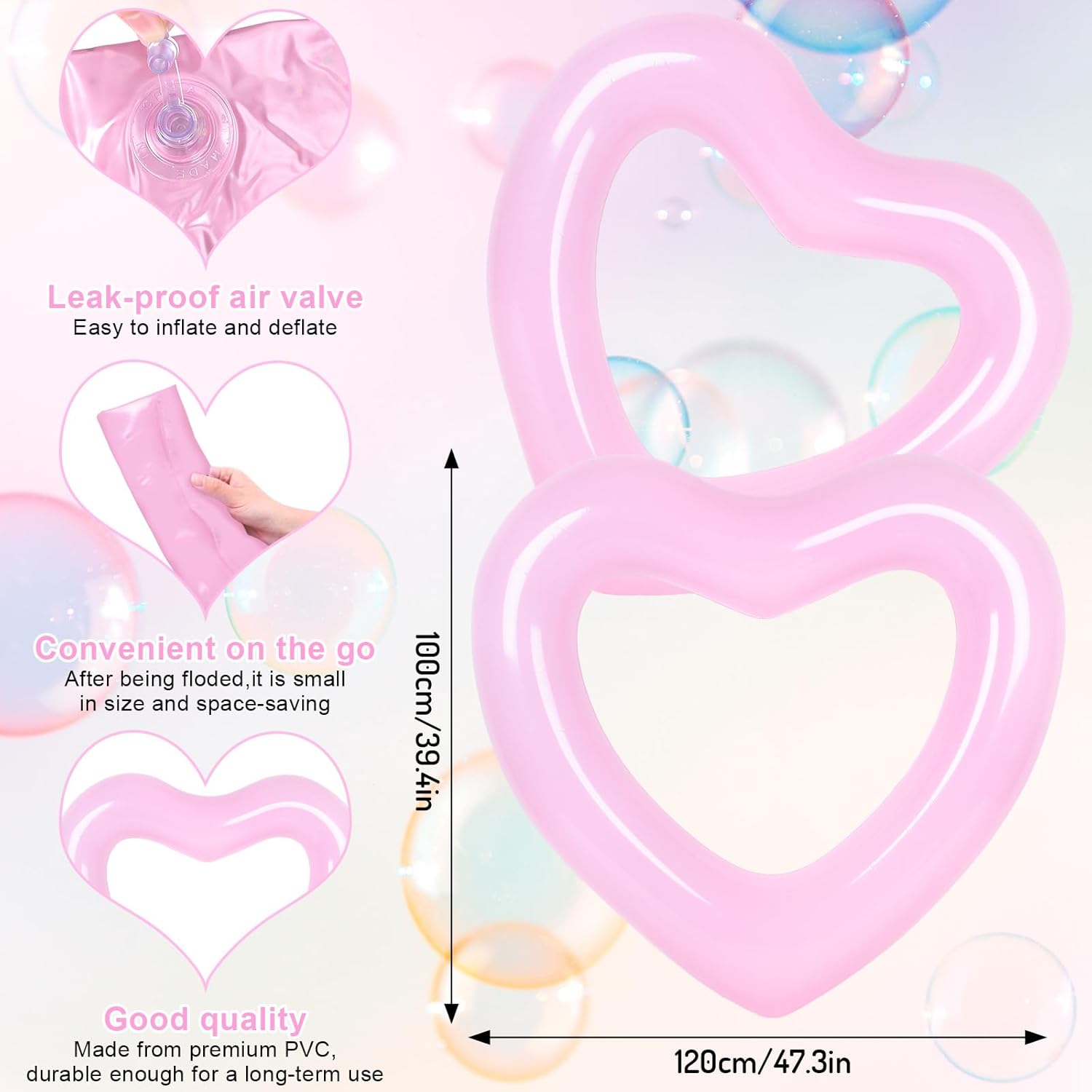 3Pcs Inflatable Heart Pool Flo - Pool Lounger Inflatable recension och pris